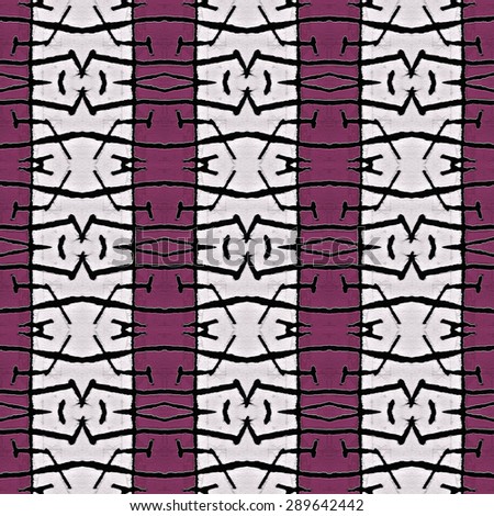 Colorful tribal abstract geometric style seamless pattern in vivid and magenta, black and white colors.