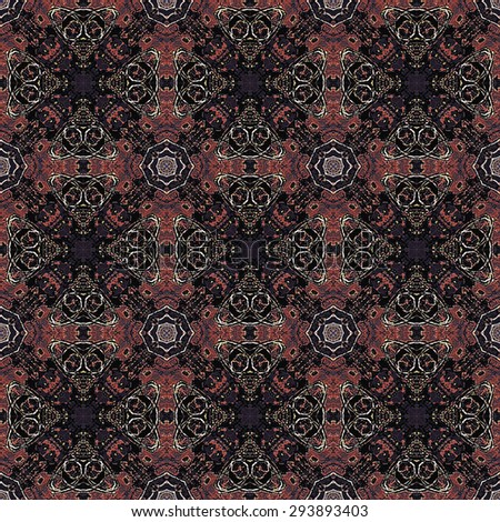 Digital art technique modern abstract decorative arts and crafts seamless pattern mosaic design in vivid green and violet tones.