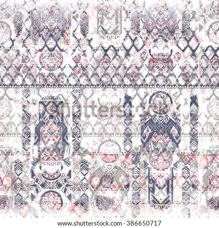 Ethnic skull bull seamless pattern. Wrapping native print. Design of India. Tribal ornament, Mexican decor. Bohemian, boho background, for wrapping paper, wallpaper, textile