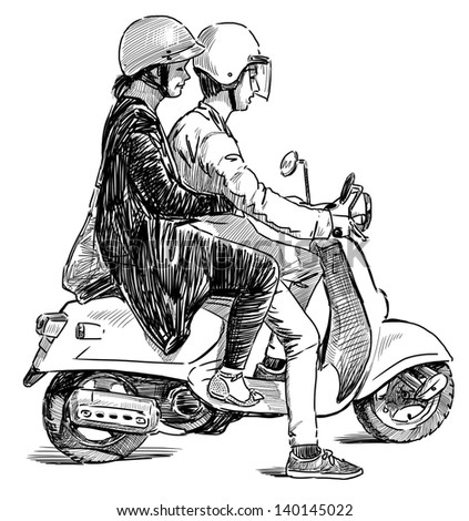 couple on a scooter