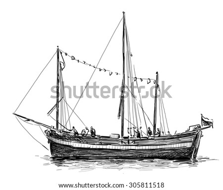 sketch of a sailboat
