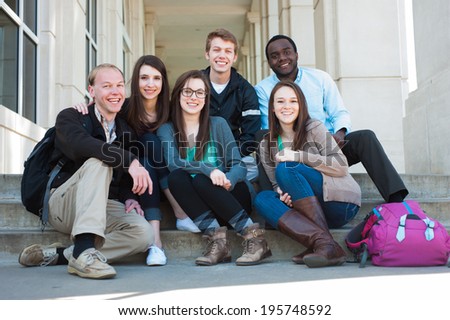 Group of Diverse Students Outside on Campus