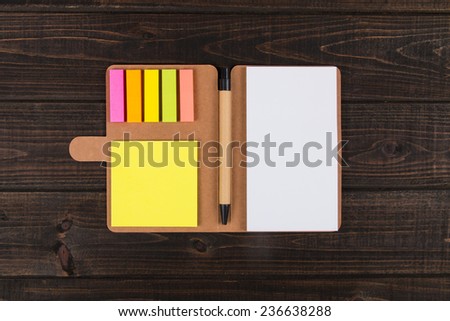 Notebook on table