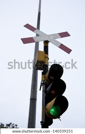 Traffic lights at railroad crossing