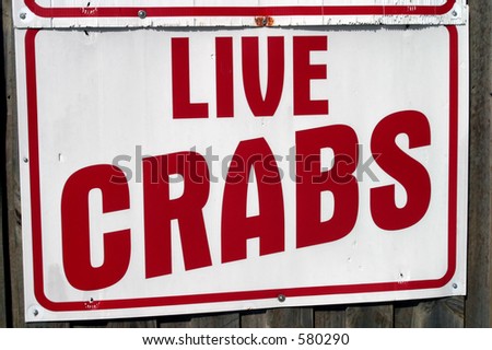 Seafood fish market poster sign for fresh live crabs