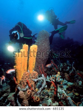 Underwater cinema photographers on a shoot in the Caribbean
