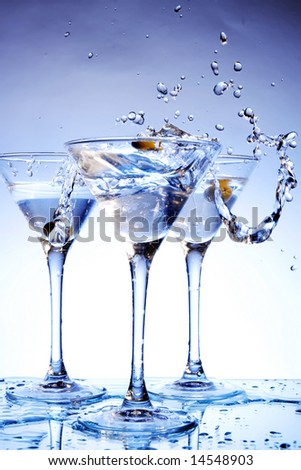 Splash martini on blue