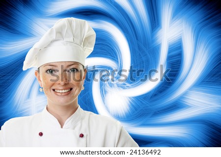 Beautiful cook woman over a abstract background