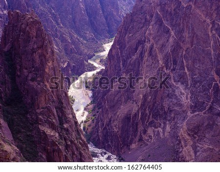 Black Canyon of the Gunnison National Park, CO./Black Canyon/Fast moving water enables the river to erode tough rock quickly creating a deep canyon with sheer drop off edges.
