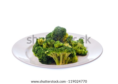 Broccoli on plate isolated on white