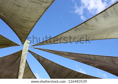 tent ceiling with blue sky