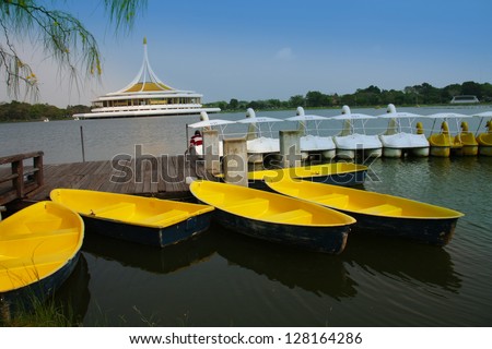 yellow boat in the lake