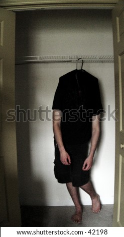 person hanging in closet