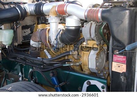 Diesel engine compartment with turbo charger