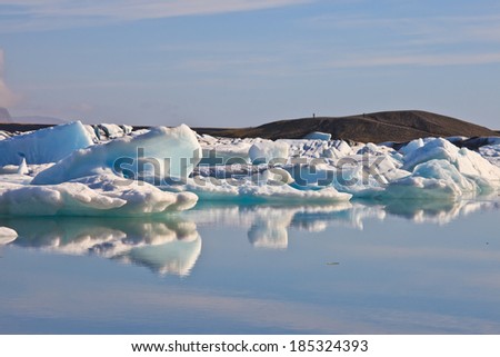 Reflection of Jokulsarlon Lagoon- the famous ice land in iceland