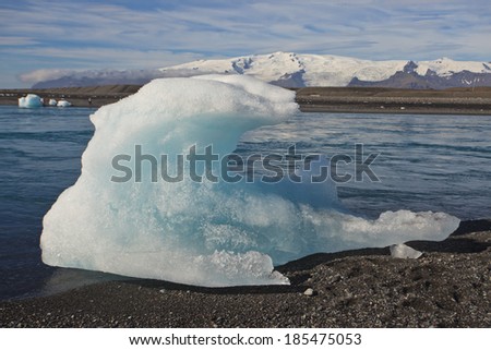 Iceberg on the beach of Jokulsarlon Lagoon- the famous ice land in iceland