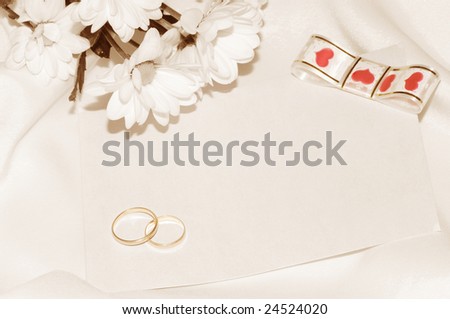 wedding invitation on the white background. Retro wedding card.