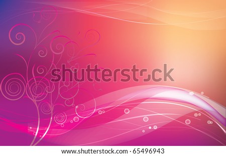 stock vector abstract pink background with floral on the left