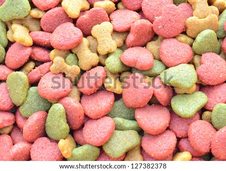 Dry dog food on white background
