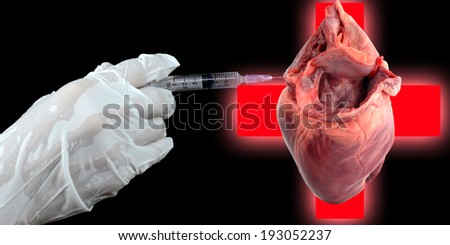 heart inject isolated on black background