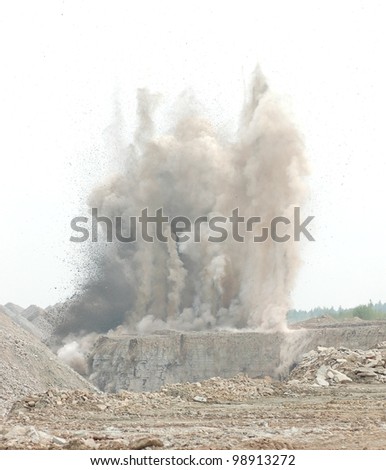 Blast in open cast mining quarry