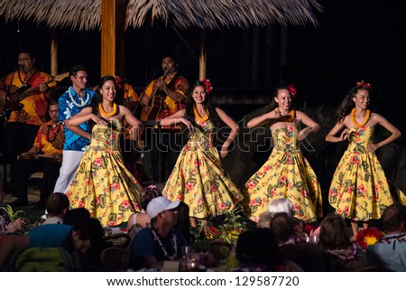 La\'Ie, Hi - November 21: Students Perform Hawaiian Cultural Dances At The Polynesian Cultural Center (Pcc) On November 21, 2012. The Pcc Is Hawai\'I Top Paid Attraction, And Supports Byu Students.