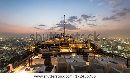 Bangkok, Thailand - Nov 4: View From The Top Of Vertigo Bar On November 4, 2013 In Bangkok, Thailand. Vertigo Bar Is One Of The Luxury Bars And Restaurant In Bangkok With A Stunning 360 Degrees View.