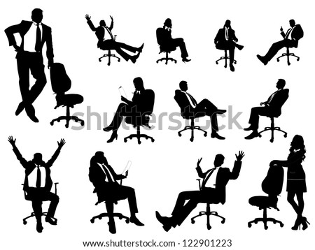 Business people silhouette with office chairs