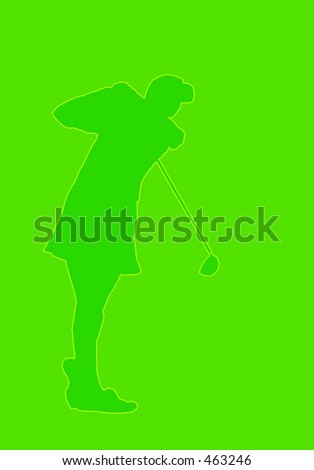 woman golf player with green background