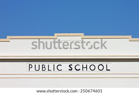Exterior of a Vintage Public School Building
