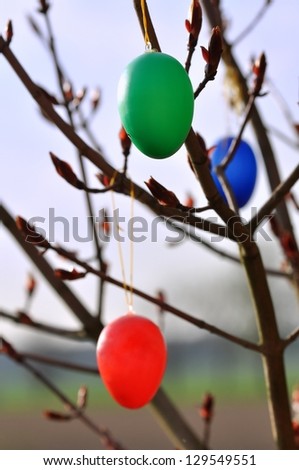 Easter eggs as tree ornaments