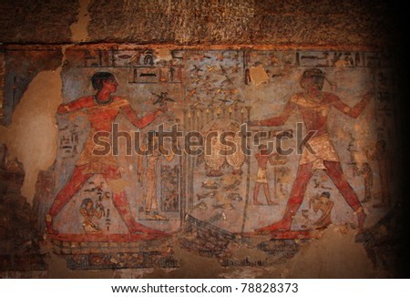 Hieroglyphics inside an Egyptian temple