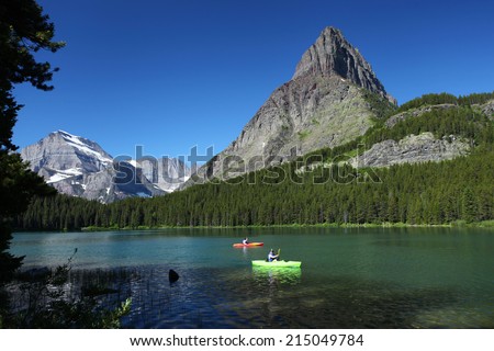 GLACIER NATIONAL PARK - JULY 9: Lake Sherburne in Glacier National Park, Montana on July 9, 2014. Glacier National Park covers an area of over 1 million acres and contains over 130 lakes.