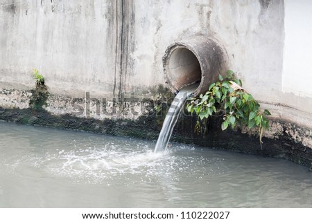 waste water pipe or drainage polluting environment, concrete pipe.