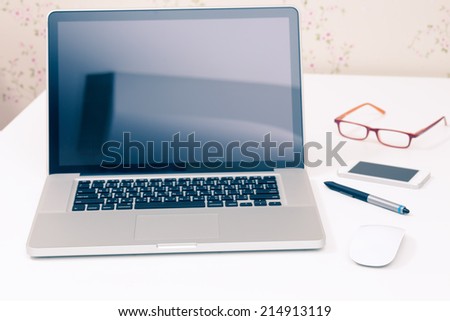 Laptop computer, vintage color effect