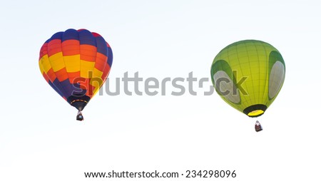Hot air balloon on the sky with sun light effect
