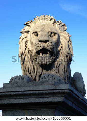 Lion of Chain Bridge in Budapest, the lions were carved in stone by the sculptor, Marschalko JÃ?Â?Ã?Â¡nos. They are visibly similar in design to the famous bronze lions of Trafalgar Square