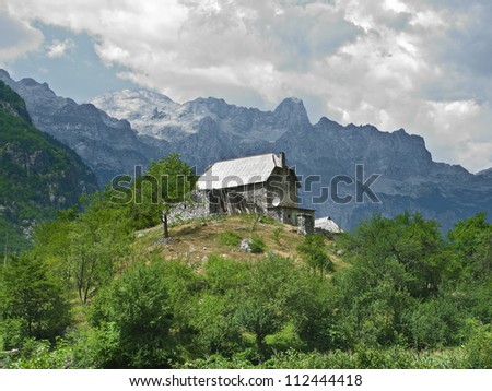 traditional house in Theth valley, Albania