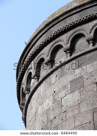 apse of black stone block of the basilica di holy Mary to Randazzo