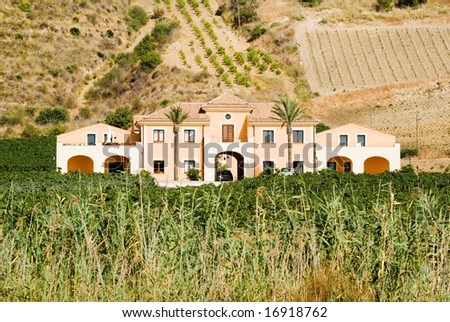 large country house with palm