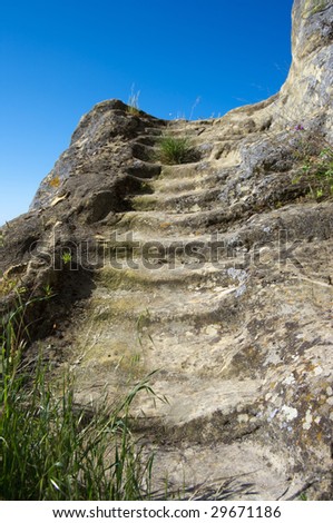 Steps carved in rock to reach the sky (stairway to Heaven