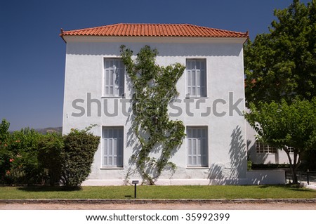 traditional european house with garden in greece