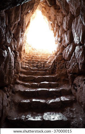 Continental Greece exit of a cave in archaeological excavations of Mycenae
