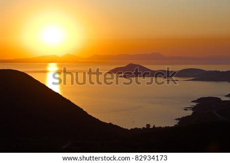 sunset reflection on greek sea