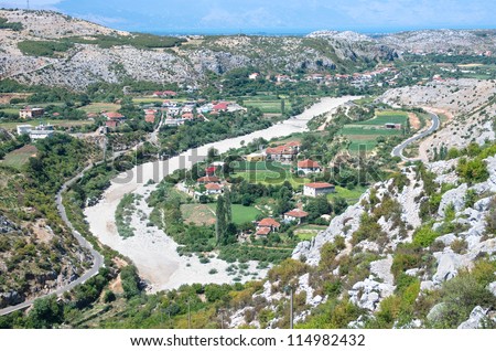 idyll valley of Kiri river from the hills of the Drisht Castle, Skhodra