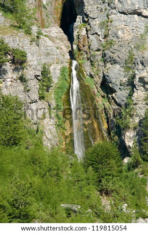 Grunas Waterfall is a picturesque site inside the National Park of Thethi, Albania