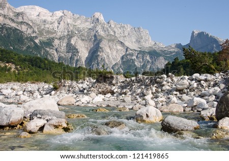 the Shale River in Theth National Park, Albania