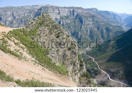 high view of Cemi Canyon from Lagjja e Re Pass, Kelmend Valley - Albania