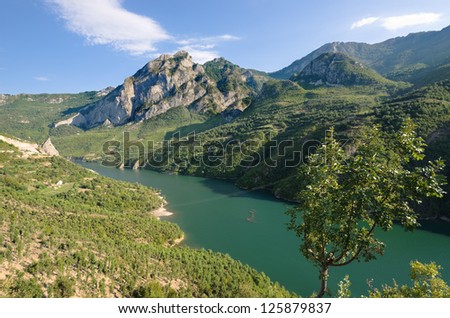view of Koman-Fierza Lake, Albania