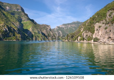 view of Koman-Fierza Lake, Albania